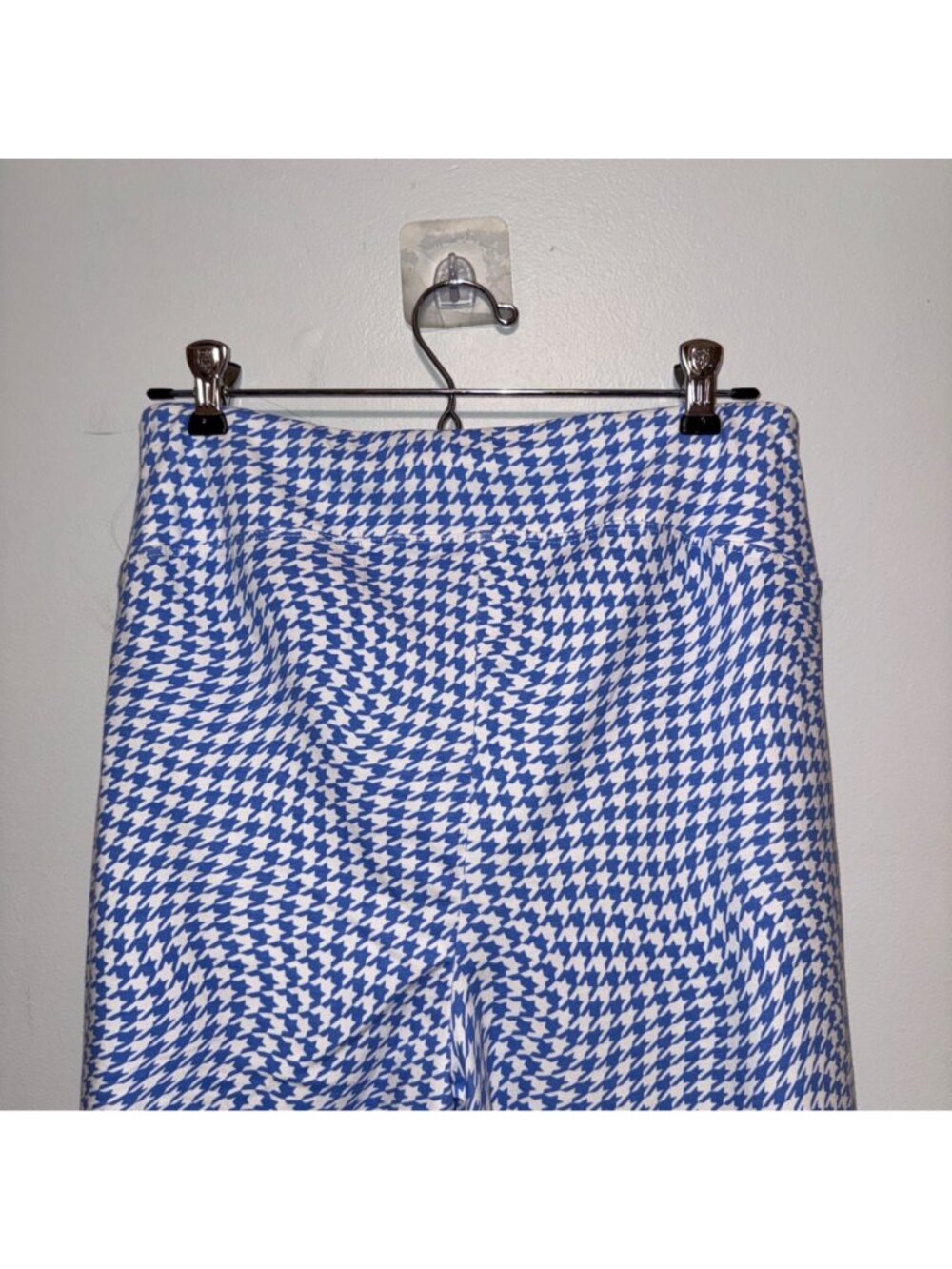NWT Teezher Blue & White Houndstooth Print Shaping Pants Smooth Waistband Large - Picture 6 of 6